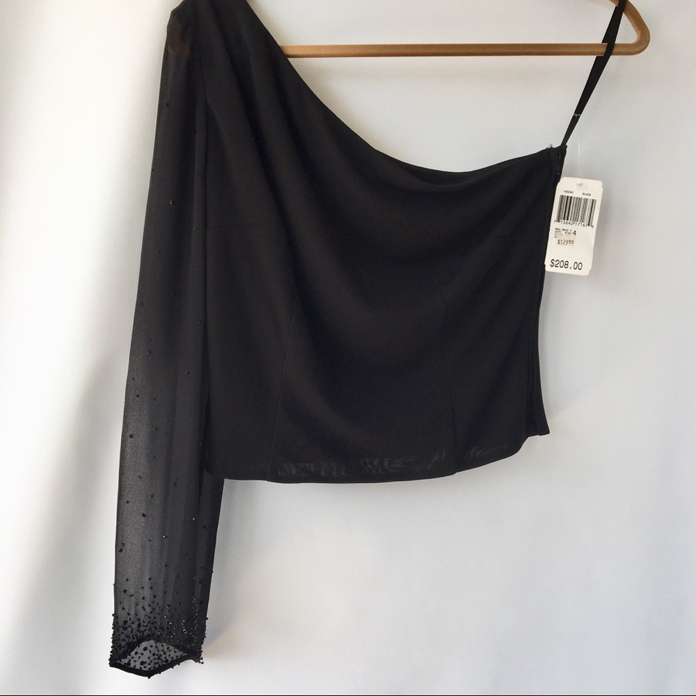 Designer one shoulder beaded luxe top